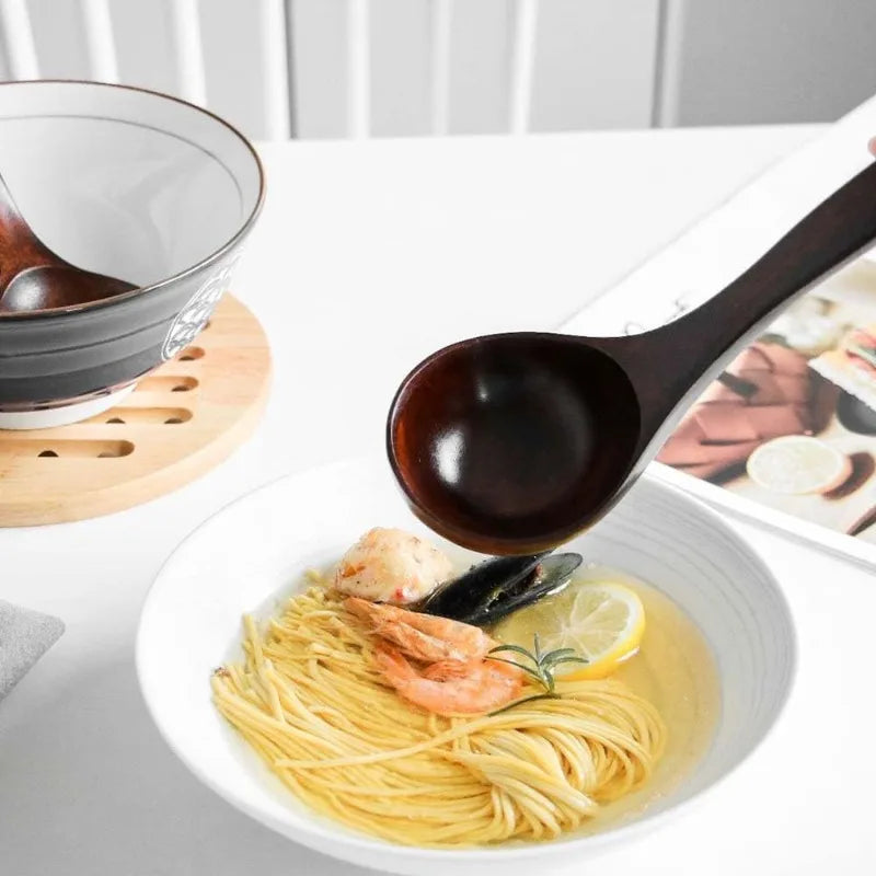 Wooden natural soup spoon large wooden ladle cooking utensil handmade tableware suitable for kitchen and restaurant