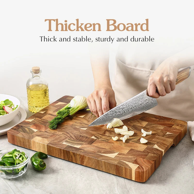 Hezhen cutting board double-sided using premium acacia wood splicing chopping drain water and damp-proof kitchen tools