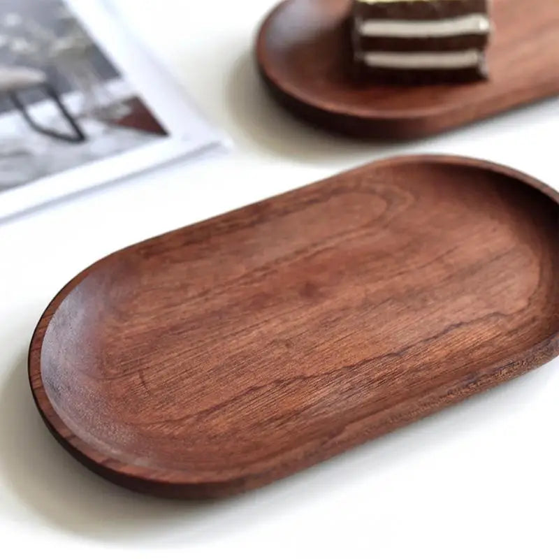 Wooden decorative tray oval platter wood grain design serving trays board for coffee shop home work area