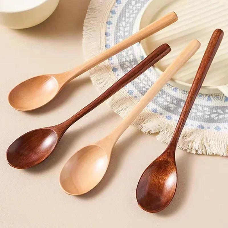 1/2pcs wooden spoon kitchen cooking utensil tools soup tea tableware catering tool coffee honey