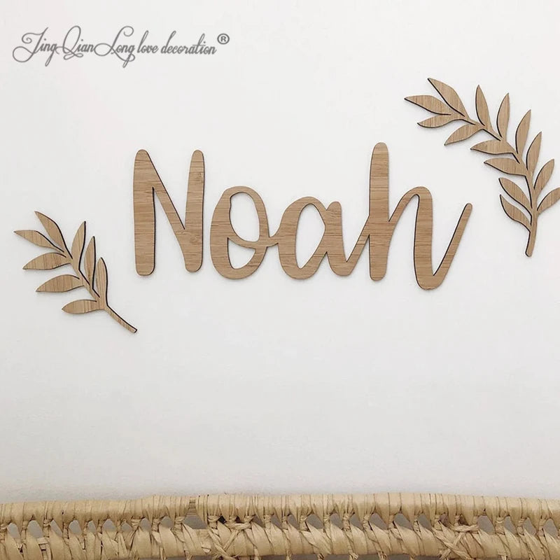 Personalized custom made wooden name sign wood letters wall art decor for nursery or kids room large size - 50cm wide