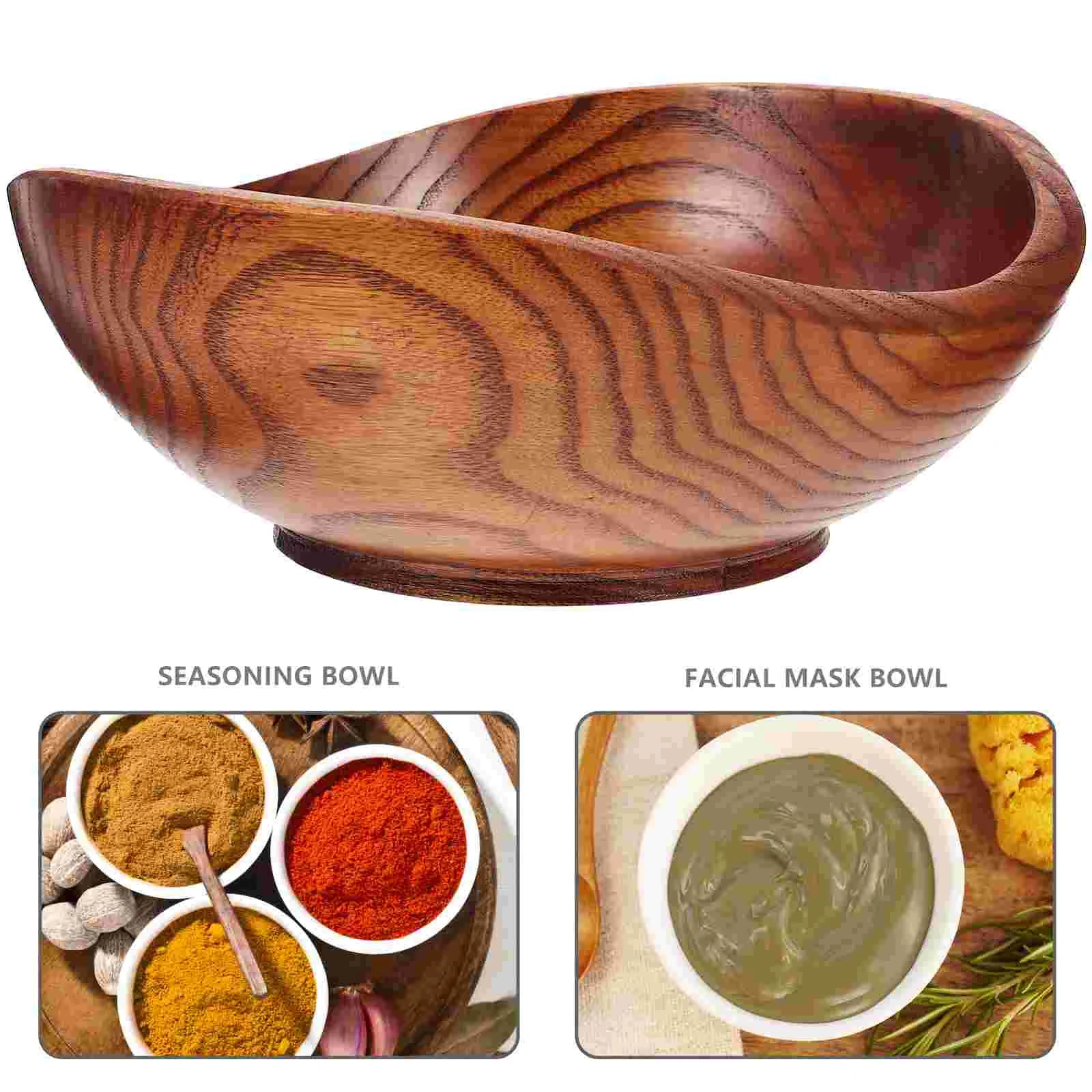 Solid wood fruit salad bowl yuanbao jujube creative snack seasoning style five container wooden bowls serving - as shown