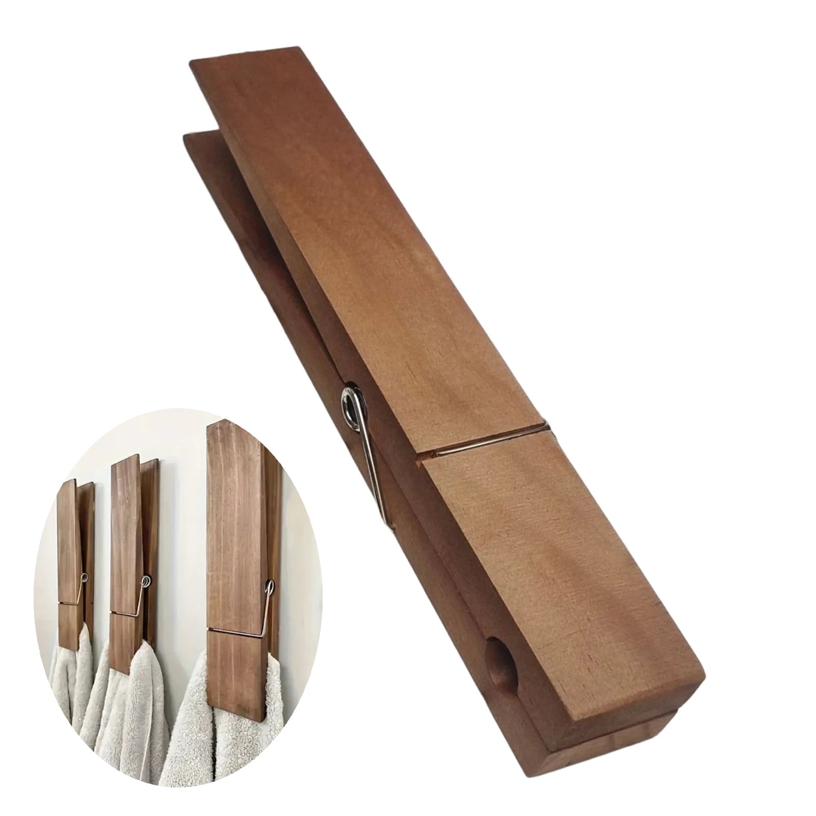 Wood athroom hooks towel clips 30cm large wooden clothes pins durable rust-resistant towel underwear pegs gifts