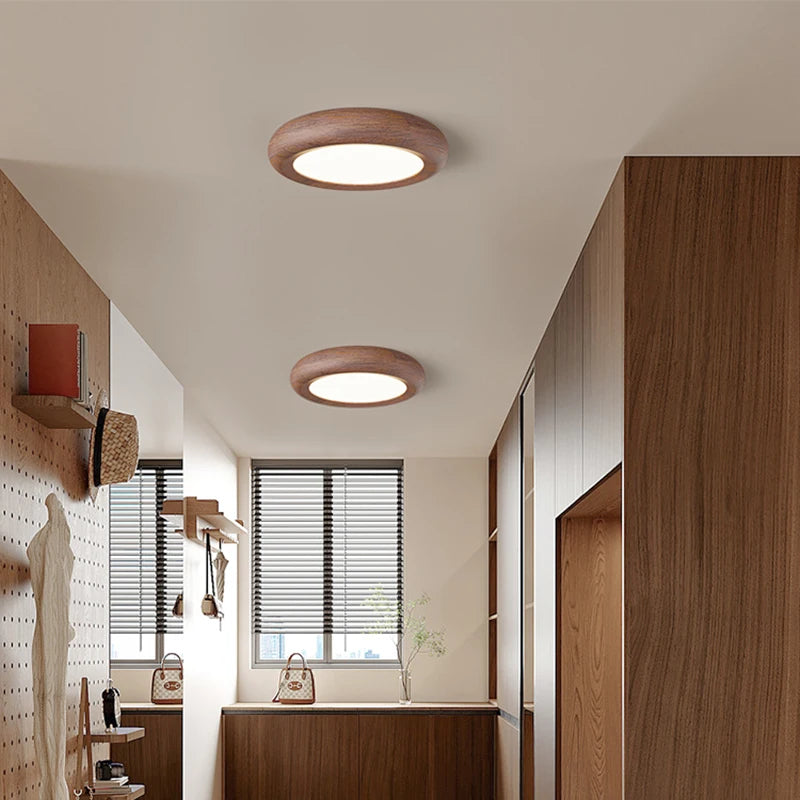 Wood grain retro led ceiling lamp balcony hallway lights nordic modern home decor aisle cloakroom bedroom pendant