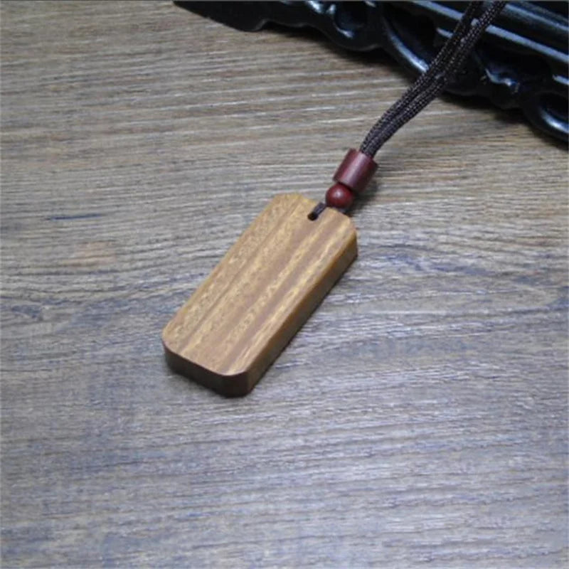 Ethnic style ebony rectangle wooden pendant necklace for men jewelry personality wood lady birthday gift - green