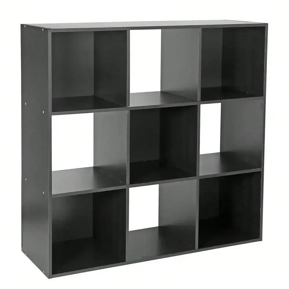 9 cube wooden 3 tier cabinet storage organizer bookcase shelving bedroom home - black / united states - bookshelf