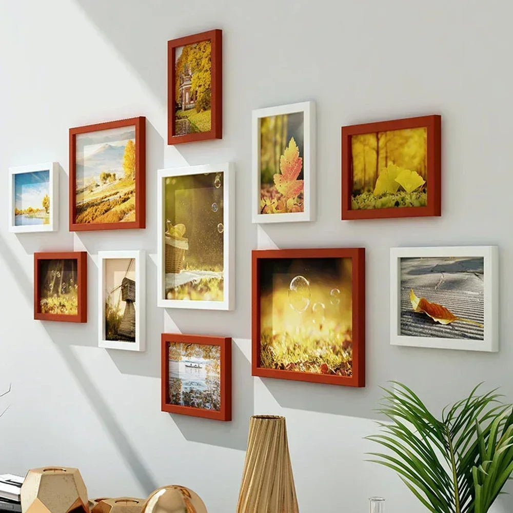 Living room photo frame 11pcs american wall combination wooden hanging picture creative restaurant home decoration