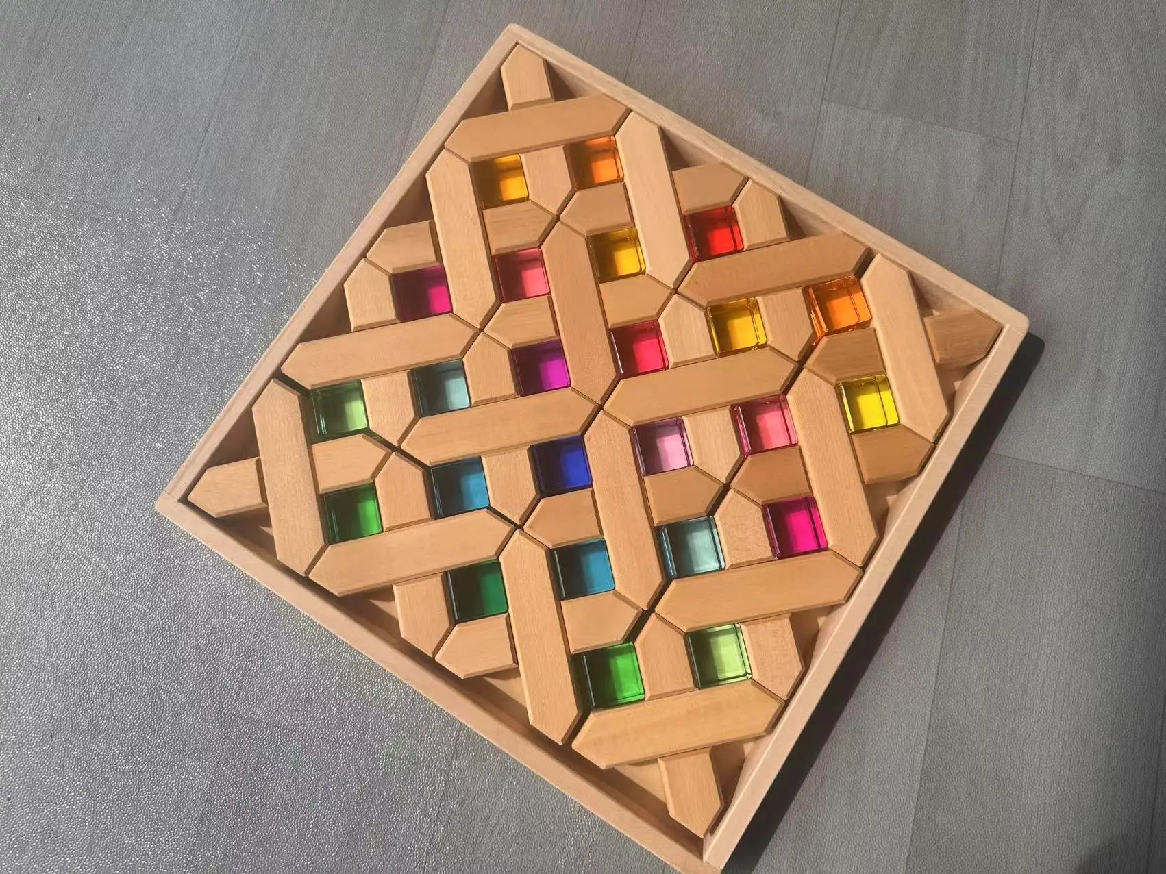 Kids large buidling wood toys x-shapes grids step gables stacking see through diy creative play - x 16 lucite 24 - game