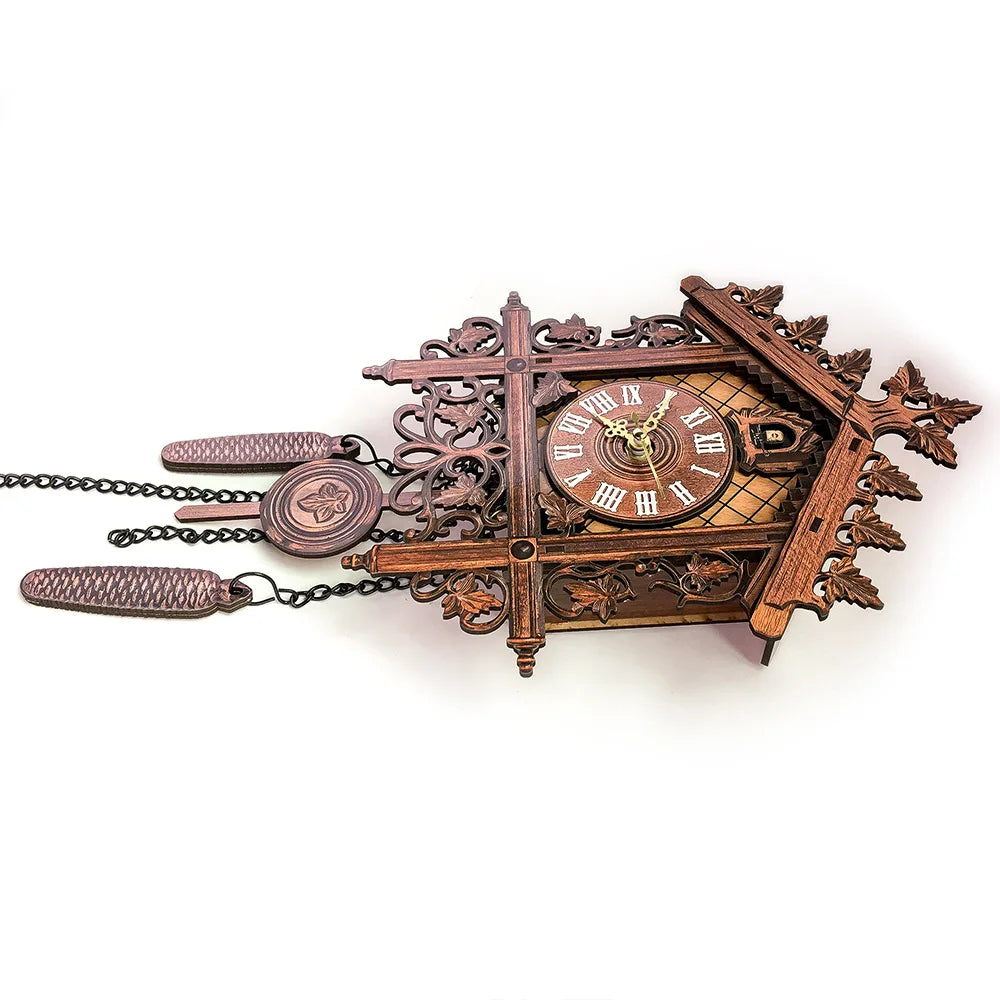 Vintage cuckoo clock wall handcrafted wooden silent for home decor nordic antique style electronic cuccu watch
