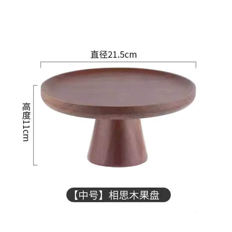 Japanese acacia tall cake plate wedding dessert table display stand home furnishings fruit snacks wooden tray - medium