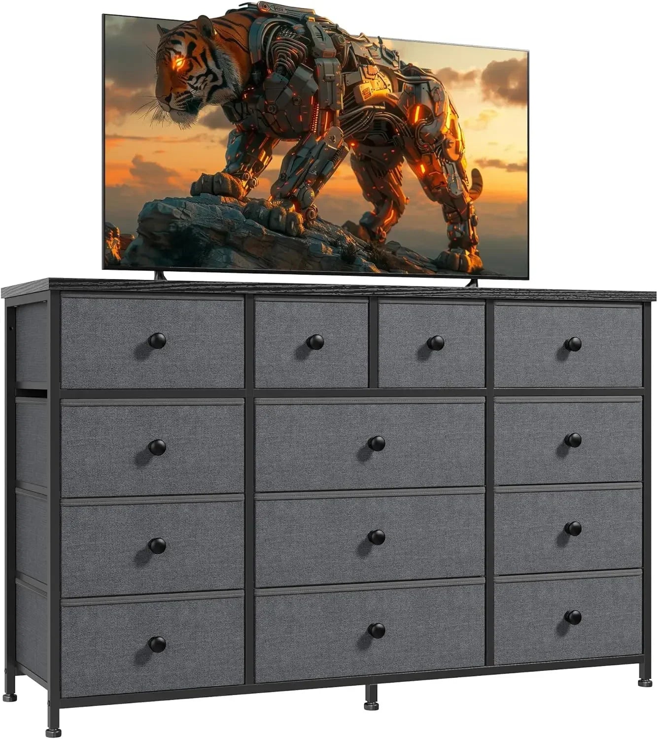 Dresser for bedroom with 13 drawers long dressers & chest of large storage fabric - grey / united states