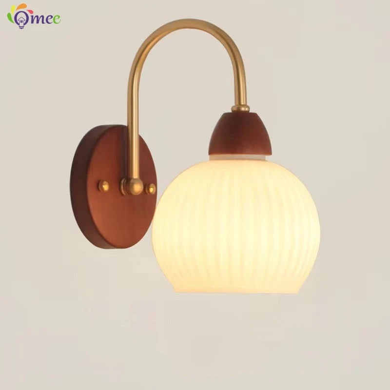 Modern indoor wall light lamp suitable for bedroom bedside living room home decor fixture wooden vintage led lamps