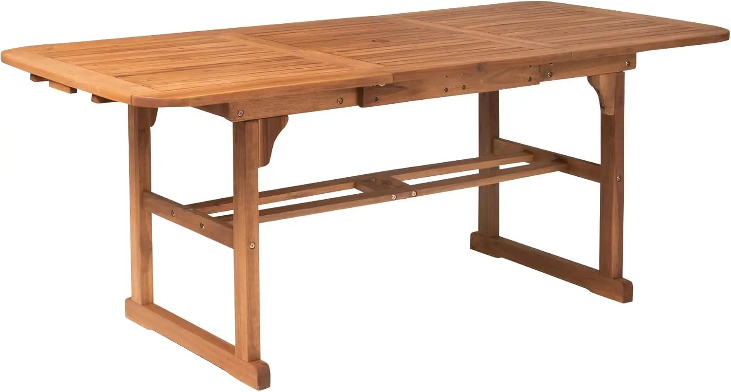 Maui modern solid acacia wood slatted patio dining table 78 inch brown - united states