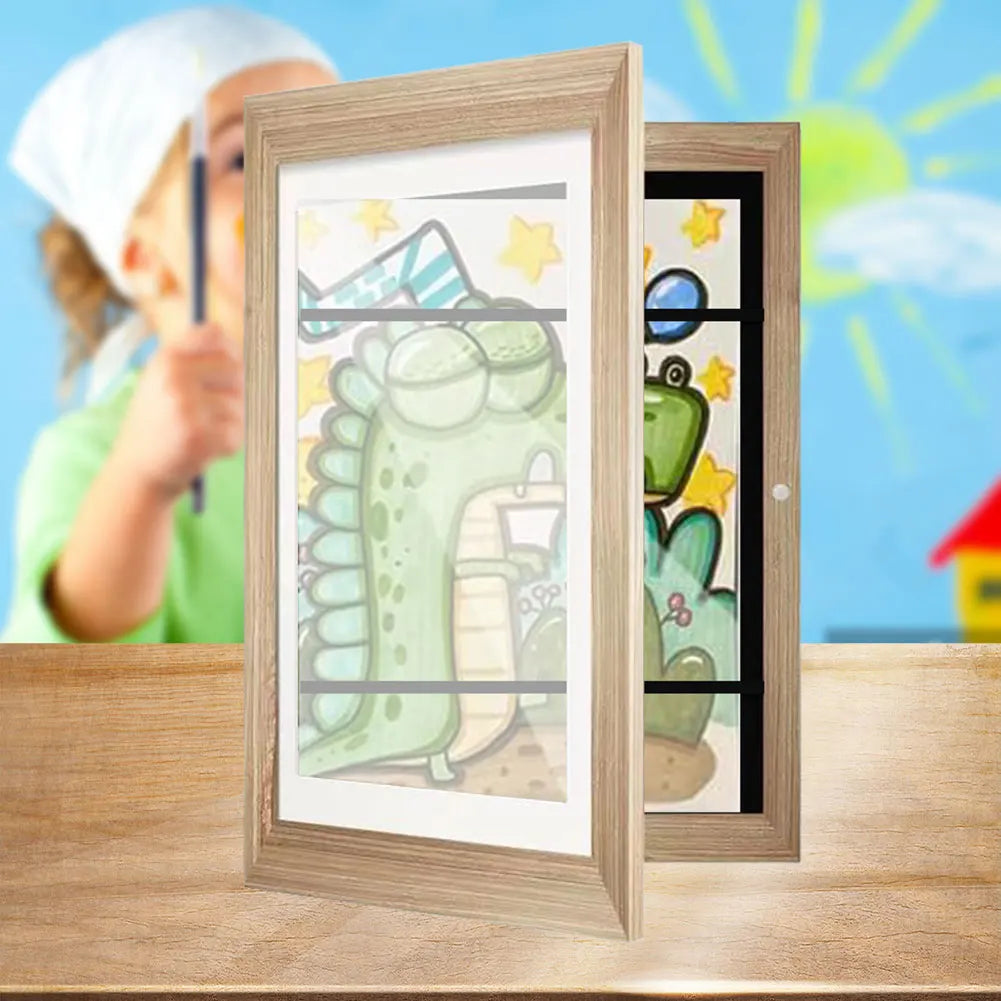 Kids artwork picture frame 5.9x4.3 inner wooden frames wall display for drawings artworks art projects