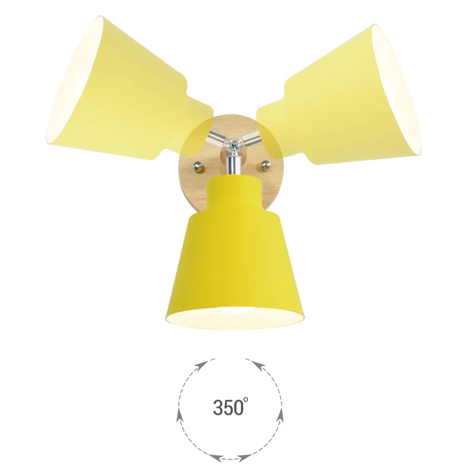 Nordic wall light indoor diy e27 wooden 6 colors eu/ul plug 350° lamps for living room bedroom aisle sconce fixtures