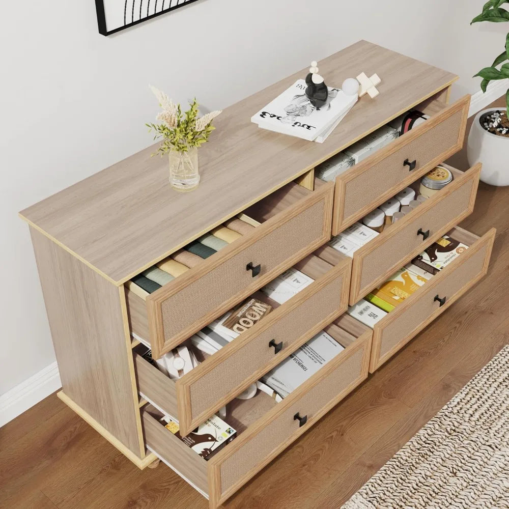 6 drawer dresser for bedroom mid century modern wide wood rustic chest of drawers wooden storage organizer dressers