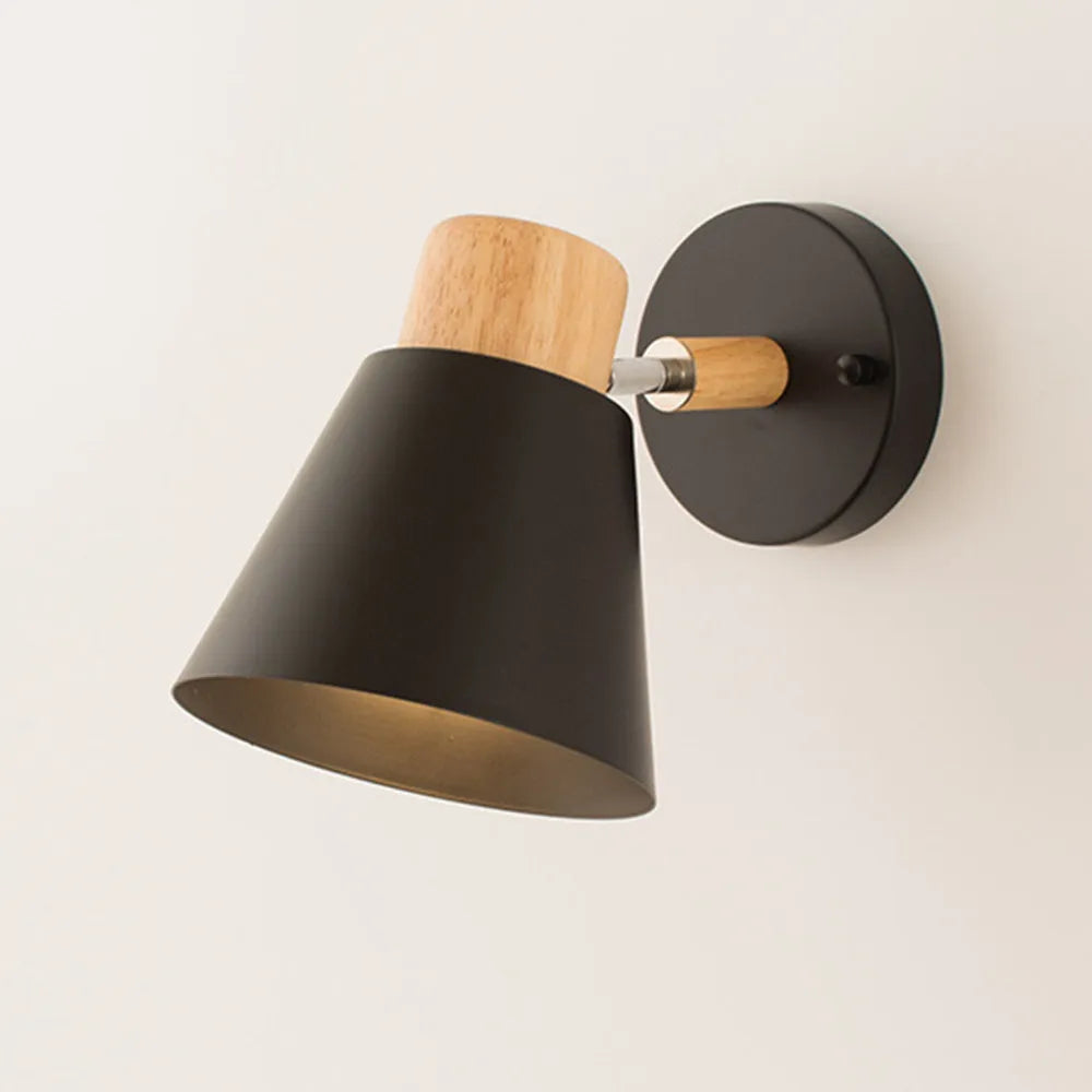 Nordic wood wall lights bedroom bedside lamp black creative modern e27 lamps suspension led home lighting sconce room