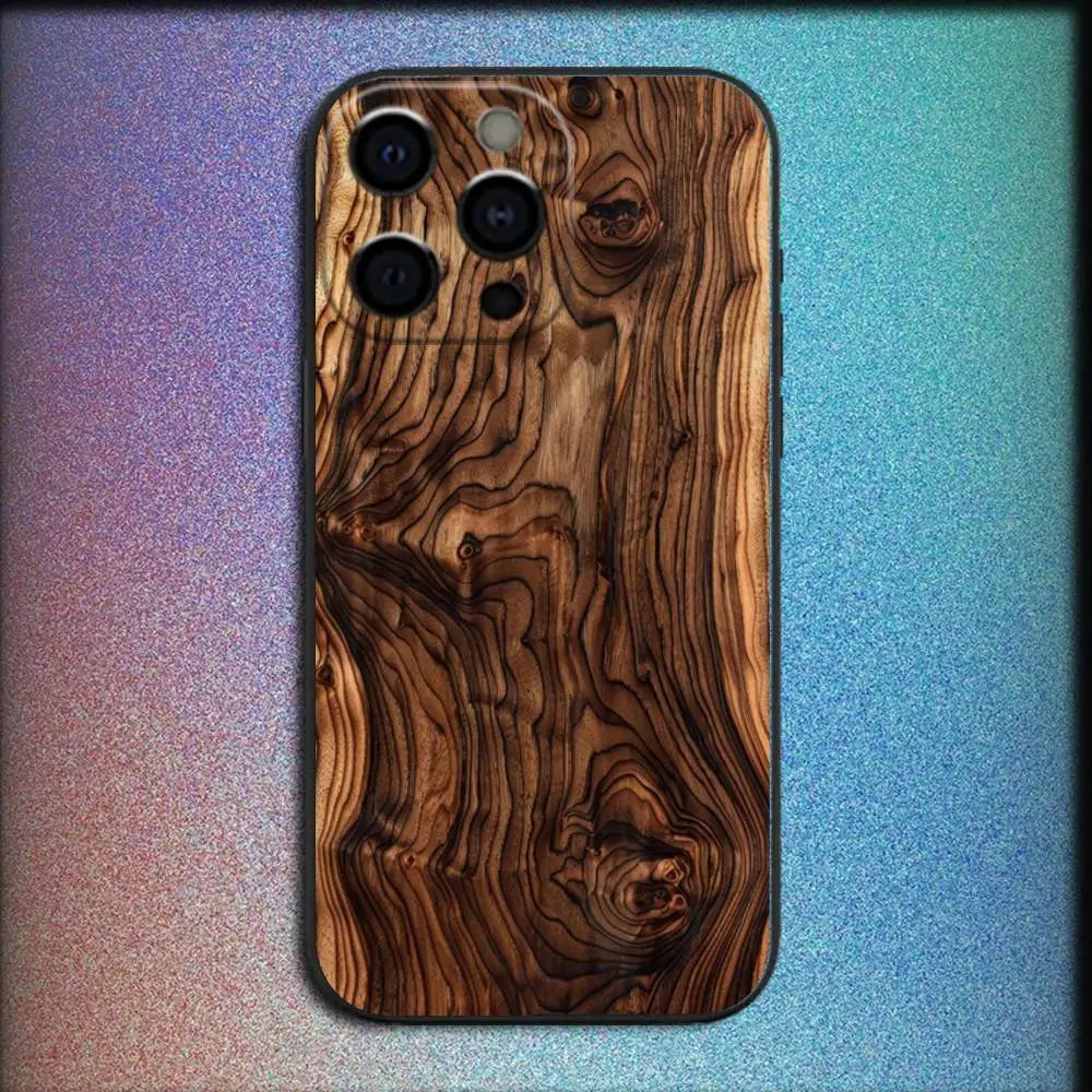 Natural wood phone case for iphone 17,16,15,14,13,12,pro,max,plus,e,se4,air,mini black cover - z5 / iphone13promax