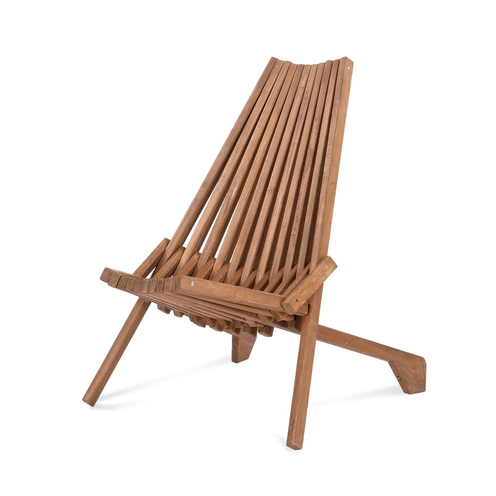 Wood folding chair for outdoor low profile acacia lounge balcony porch backyard patio lawn garden