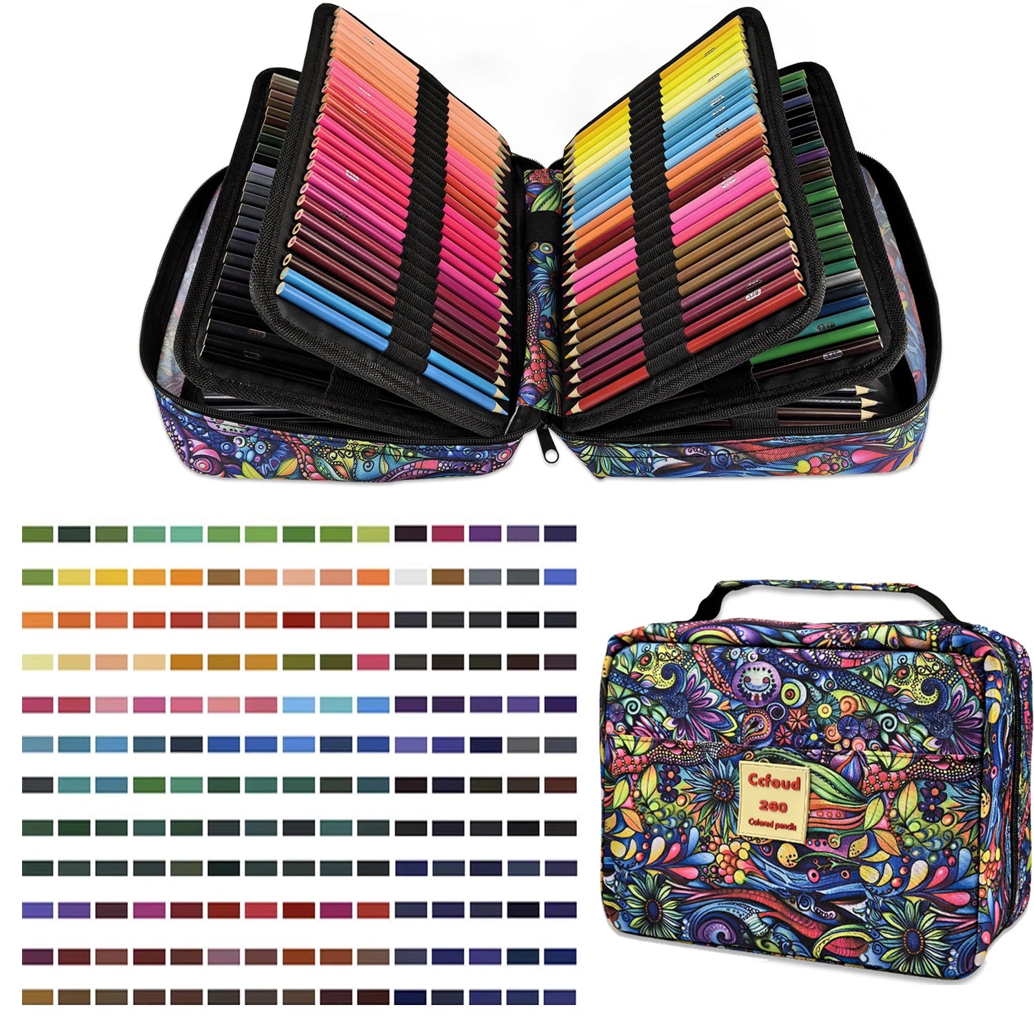 260 colored pencils soft core oil-based coloring kit with zipper for artists drawing sketching blending shading