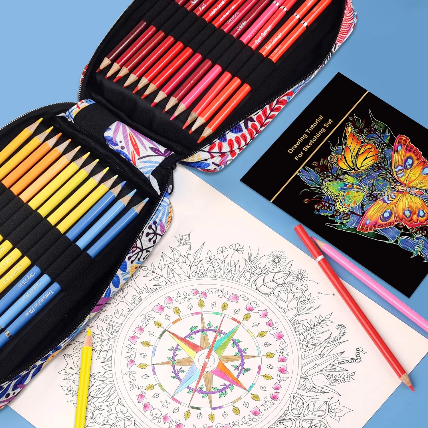 Oil colored pencils for adult coloring book,set of 72 color,zipper pencil slot case,with colored pencils