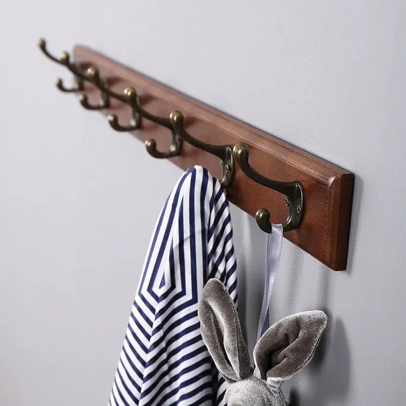 Nordic wooden hooks rack durable wall hanging bathrooms bedroom clothes hats hangers corridor lobby bag keys goods