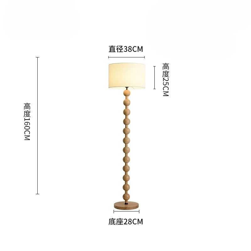 Vintage floor lamp art led fabric wood vertical light for living room bedroom bedside sofa hotel japanese decor