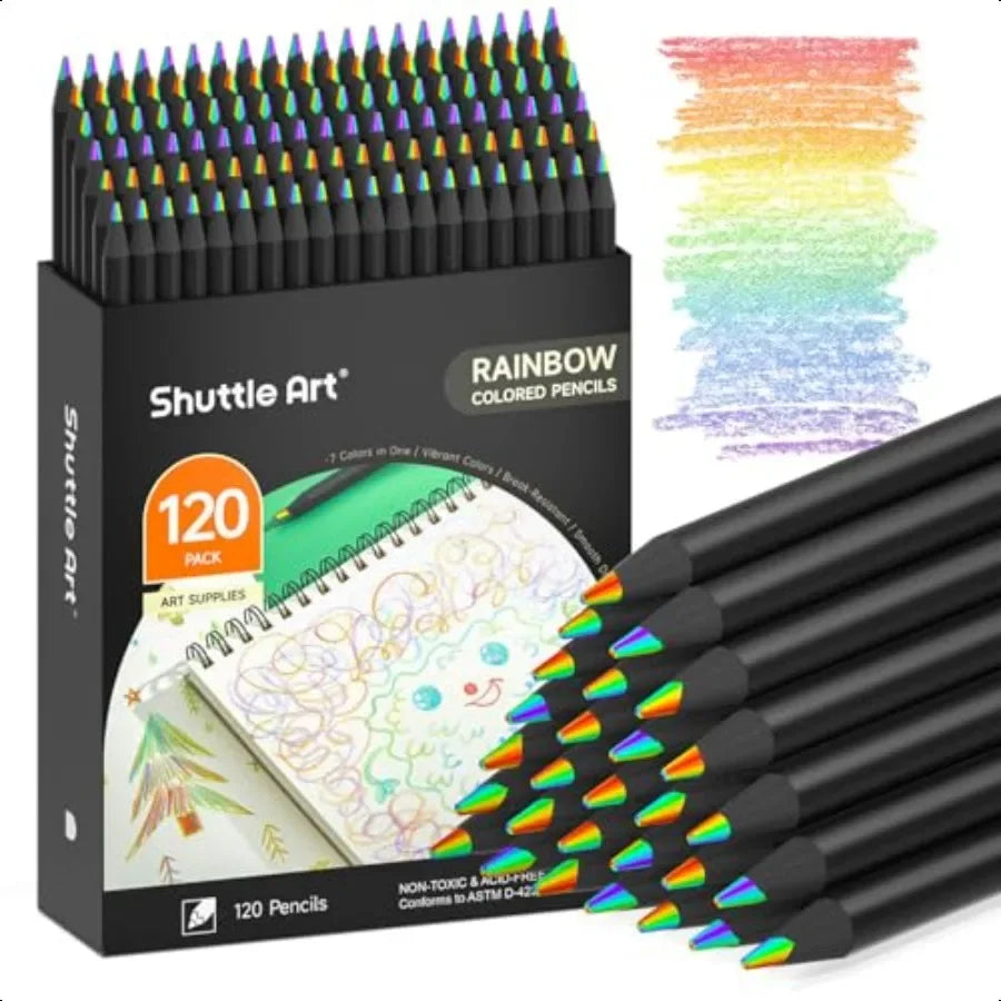 120 pack rainbow pencils bulk 7 colors in 1 colored presharpened breakresistant black wooden pencil for and adu