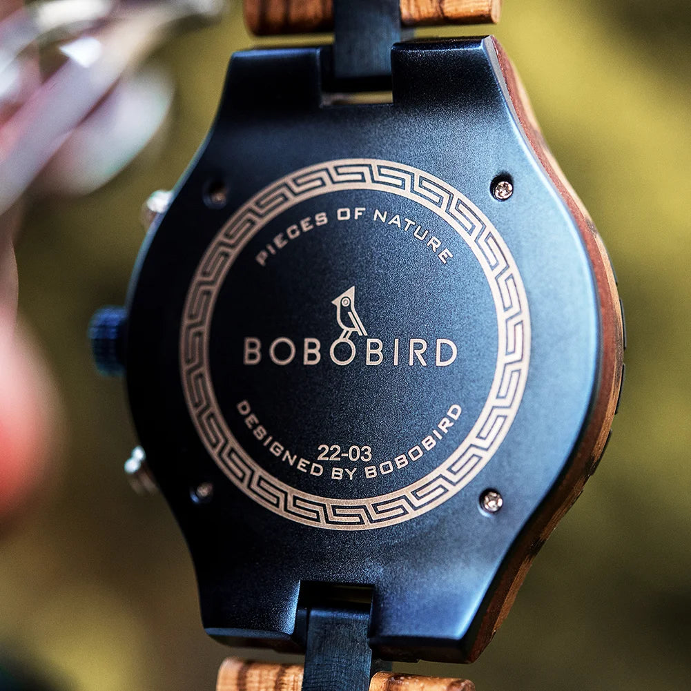 Bobo bird watches for men dynamic display of the sun and moon original luxury wooden watch environmental design