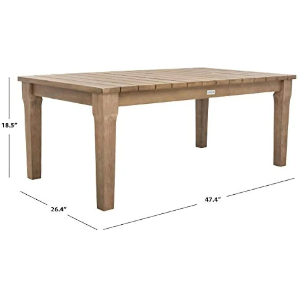Luxury outdoor martinique natural wood coffee table by safavieh couture patio - united states