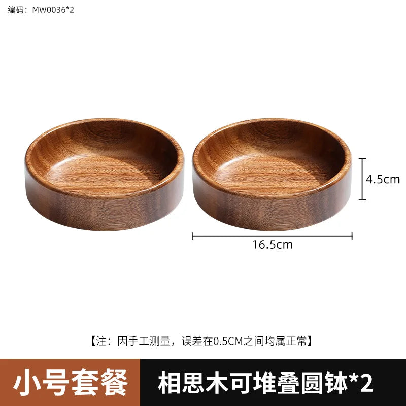 Solid wood tray acacia premium kung fu tea small fruit snacks nuts dessert plate desktop storage tableware - a 2pcs