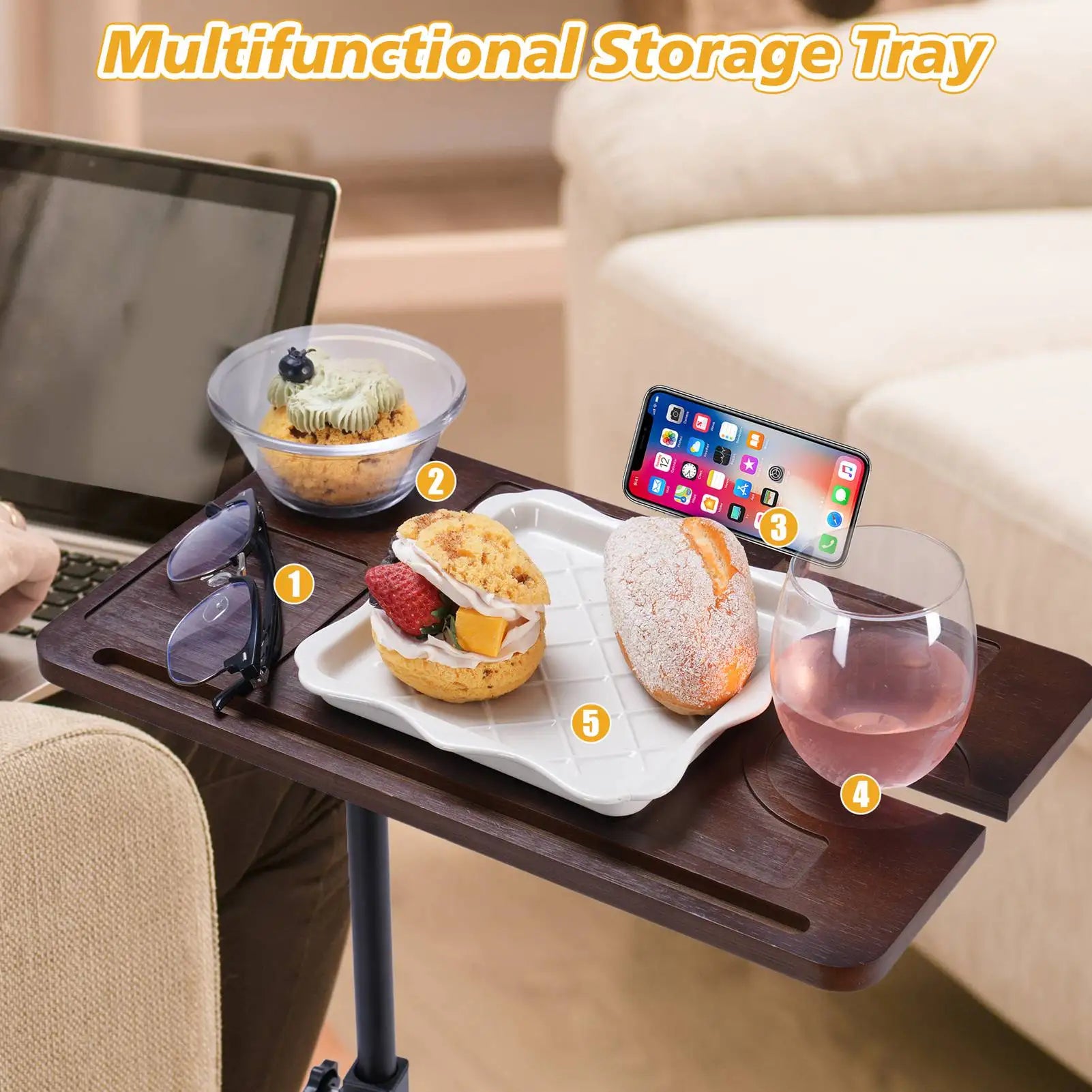 Simple coffee table bedside storage rack side sofa with 2-tier shelf home living room - brown / united states