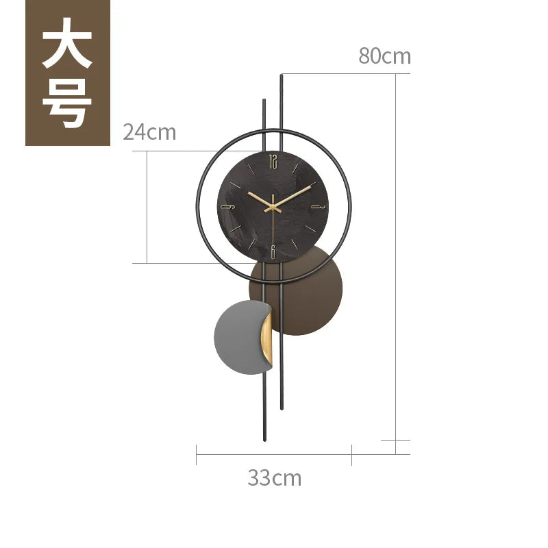 Wooden grille decorative wall clock tv background new 2024 - l