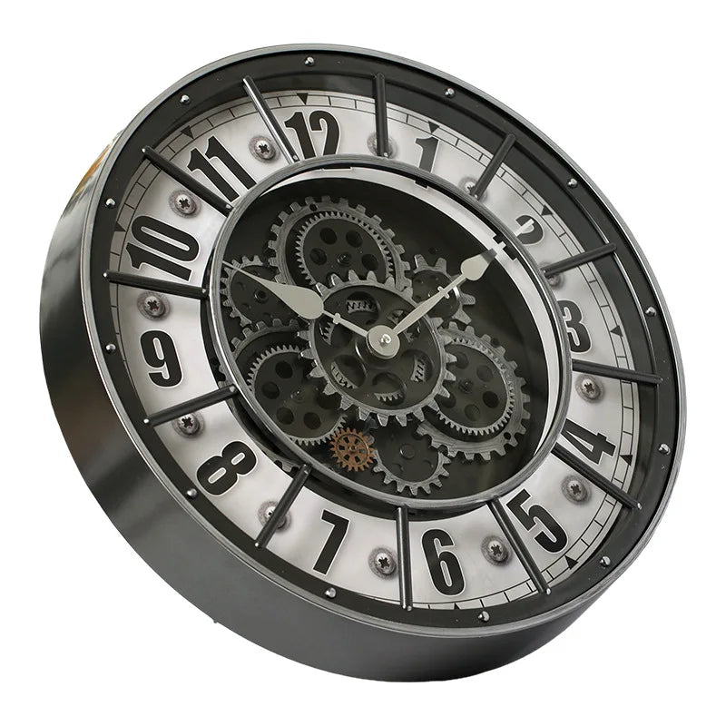 Round gear wall clock handicraft wholesale retro light luxury custom watch