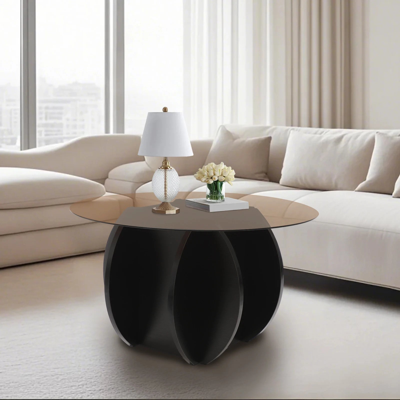 70cm round luxury modern glass coffee table living room small household minimalist - multi / united states