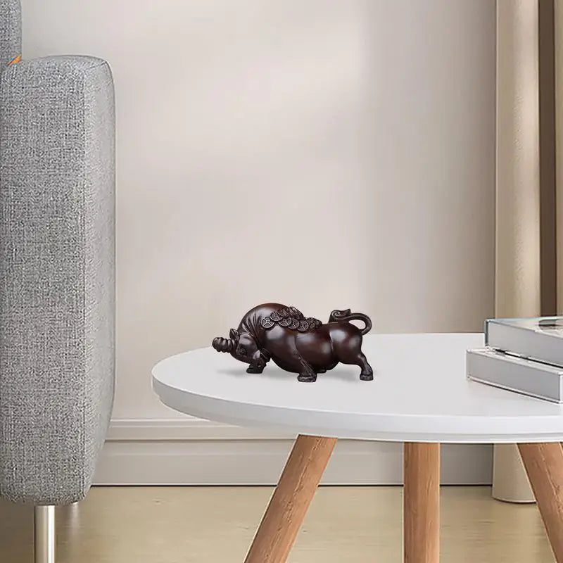Wooden cow statue ebony wood carving bull ornaments rosewood bullish vivid and lifelike home table decor figurine