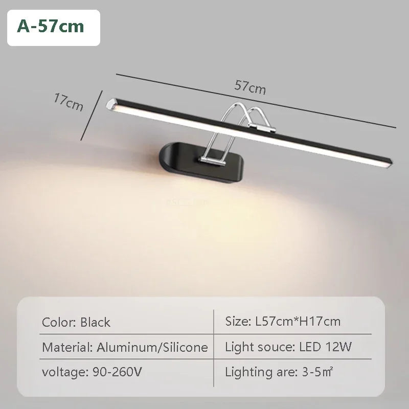 Nordic led mirror front light walnut 44/57cm rotatable lighting bathroom bedroom vanity indoor home decor wooden