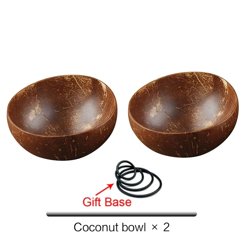 12-15cm natural coconut bowl set wooden salad ramen bowl wood spoon set coco smoothie kitchen tableware - 2 / china