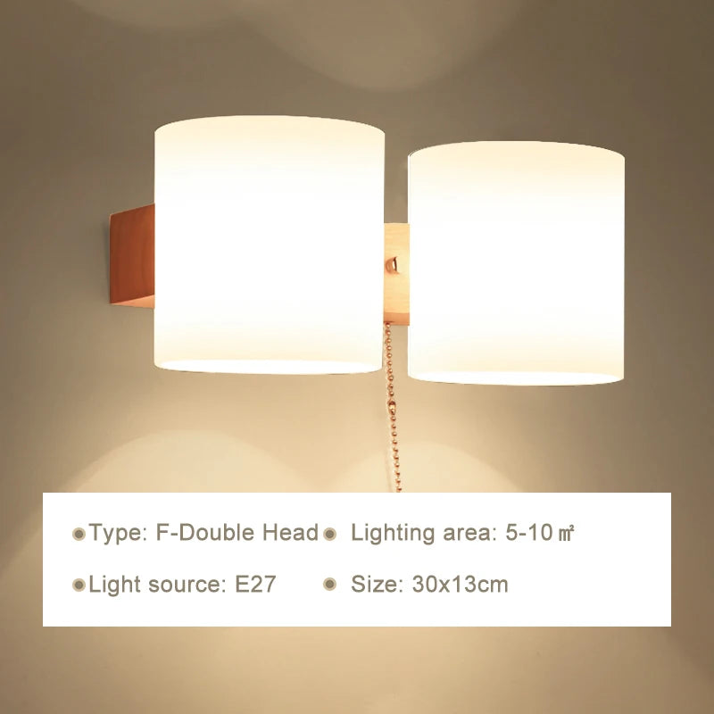 Modern led wall lamps wooden lights bedroom bedside stairs corridor interior mounted lighting sconce home decor light