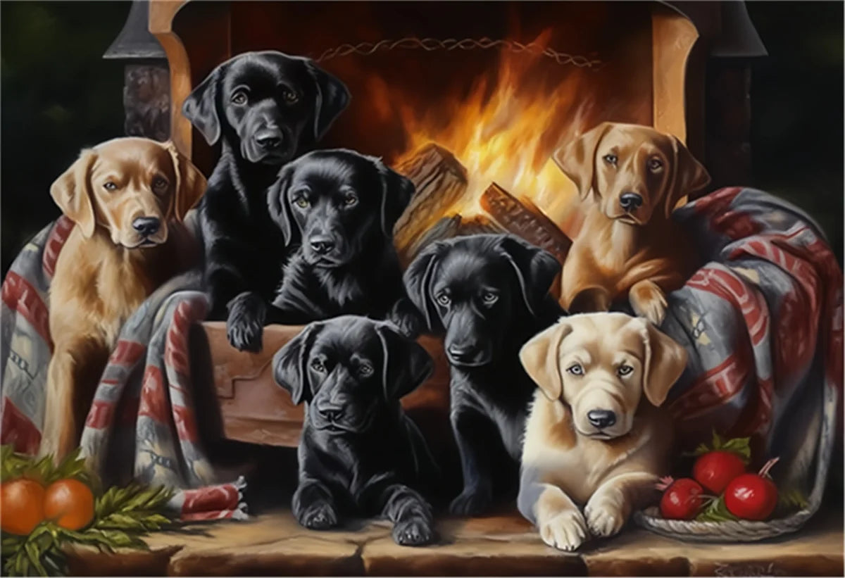 Jigsaw puzzles 1000 pieces adults labrador dog puzzle with yellow black and chocolate lab puppies formation wooden