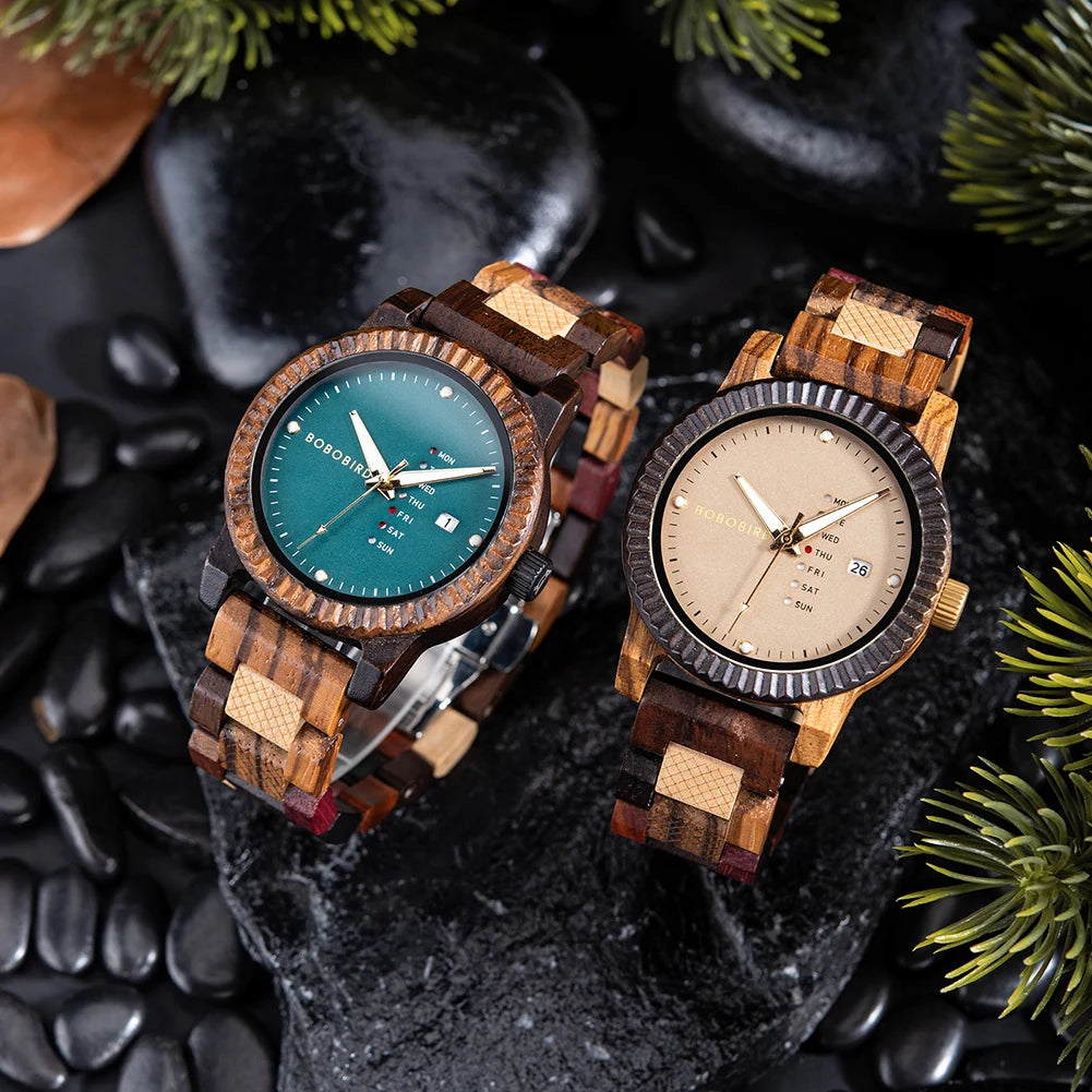 Bobobird men’s wristwatch japanese quartz movement wooden watch fashion business engraved chronograph calendar great