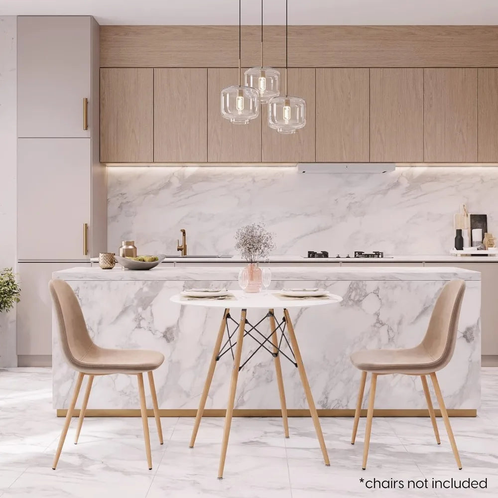 31 inch round dining table – small mid-century modern kitchen for 2-4 people made with real beech wood legs whit