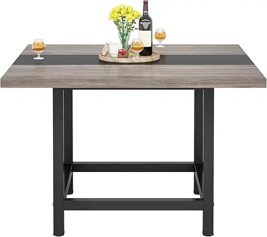 Farmhouse style square dining table for four 39.4x39.4x29.5 inches wooden kitchen suitable two-person - united states