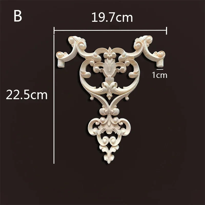 Europe wood appliques molding decals for furniture home decor carving onlays flower background wall decoration