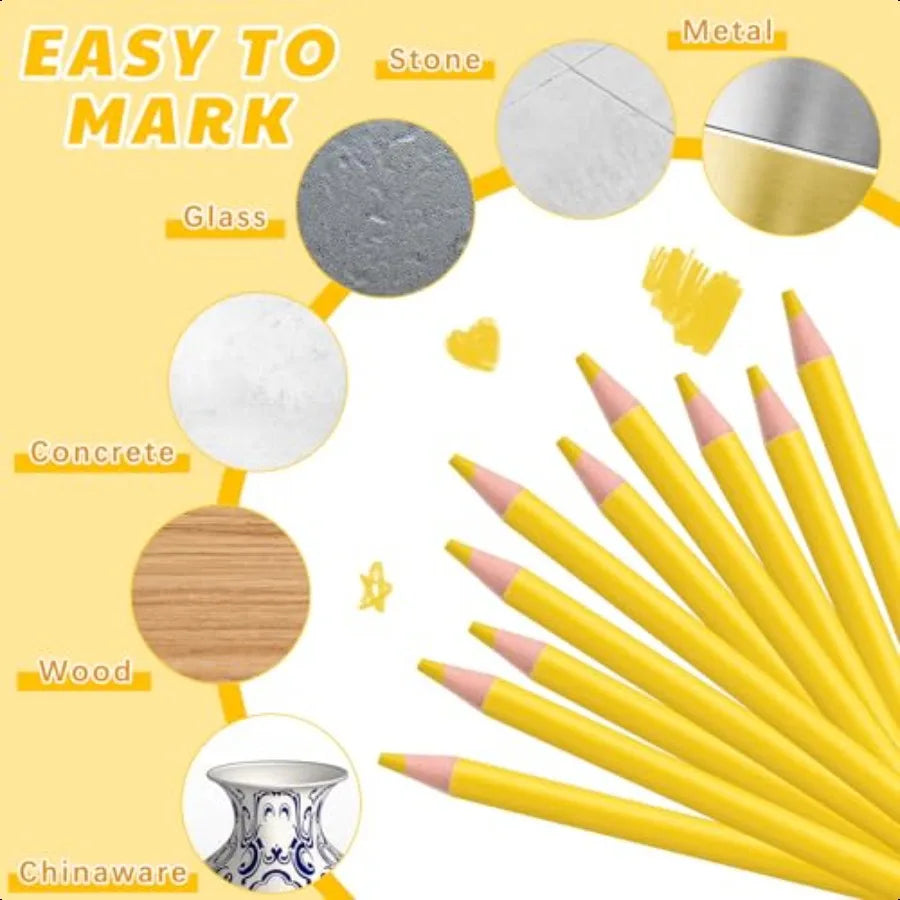 24 pcs yellow grease pencil marking bulk wax wooden crayon pencils for bowling coloring on the ball surfa - united