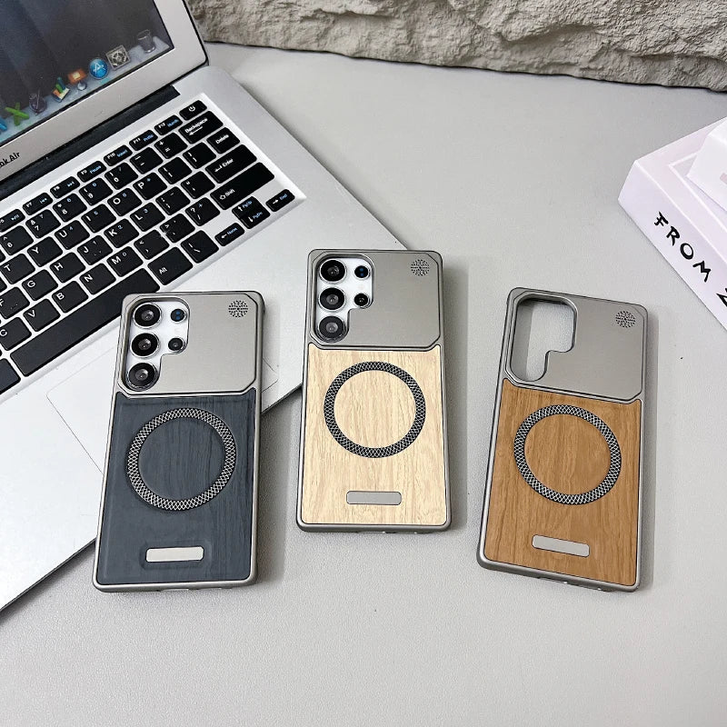 For magsafe magnetic luxury solid color wood grain not bordered aromatherapy phone case samsung s25 ultra s23 s24