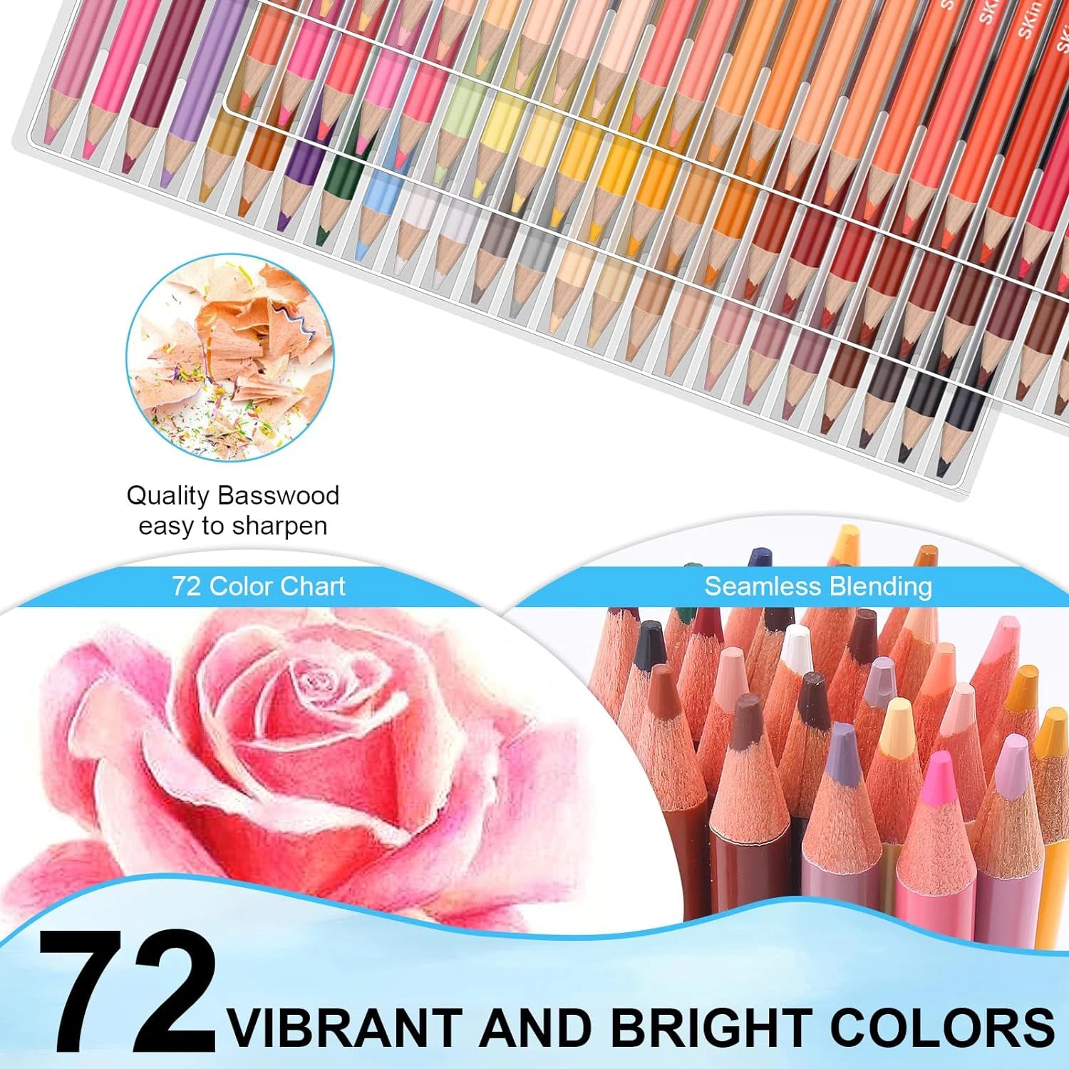 72 skin tones colored pencils portrait set oil based pre-sharpened drawing for beginner adult artist coloring book draw