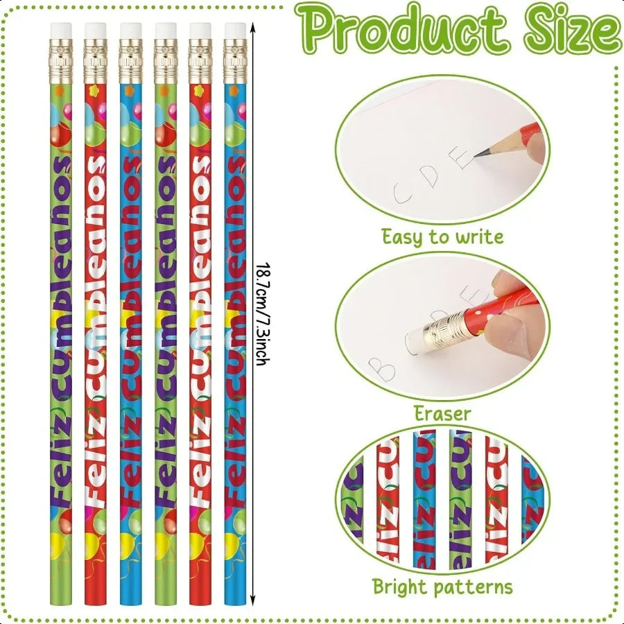 72 pcs feliz cumpleaos spanish happy birthday pencils for students bulk colorful wooden teachers classrooms reward