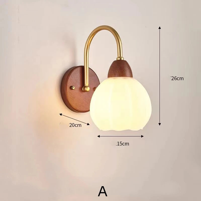 Modern indoor wall light lamp suitable for bedroom bedside living room home decor fixture wooden vintage led lamps