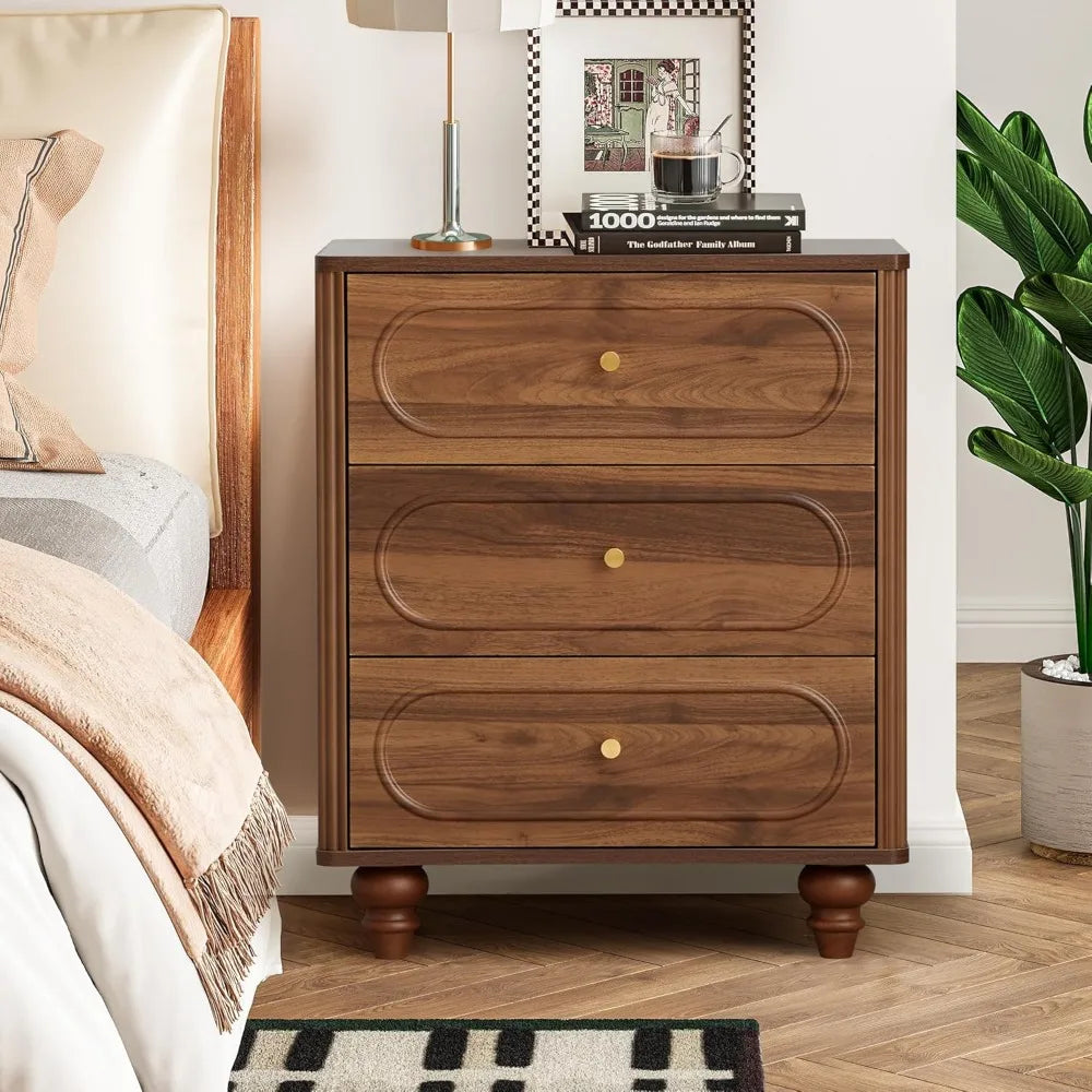 3 drawer fluted dresser for bedroom mid century modern chest of drawers wood storage small organizer livi